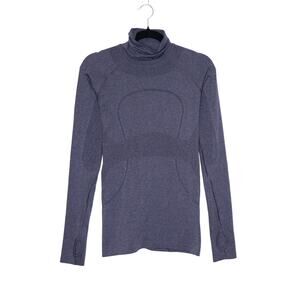 LULULEMON Run Swiftly Turtleneck Black Gray Long Sleeve Stretch Active Women's 8
